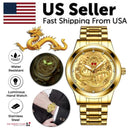Business Gift Waterproof Gold Men's Diamond Quartz Watch Classic Stainless Steel