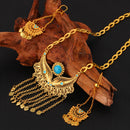 3pcs Fashionable And Personalized Water Droplet Tassel Copper Plated 18k Gold Women's Necklace And Earring Set, Suitable For Parties And Gifts, Daily Wear