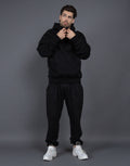 Men's Casual Loose Solid Color Hooded Sweatshirt Pants