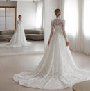 Embroidered Long Sleeve Trailing Wedding Dress