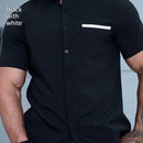 Summer New Men's Color Matching Fashion Short Sleeve Shirt