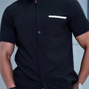 Summer New Men's Color Matching Fashion Short Sleeve Shirt