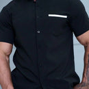 Summer New Men's Color Matching Fashion Short Sleeve Shirt