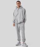 Men's Casual Loose Solid Color Hooded Sweatshirt Pants