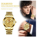 Business Gift Waterproof Gold Men's Diamond Quartz Watch Classic Stainless Steel